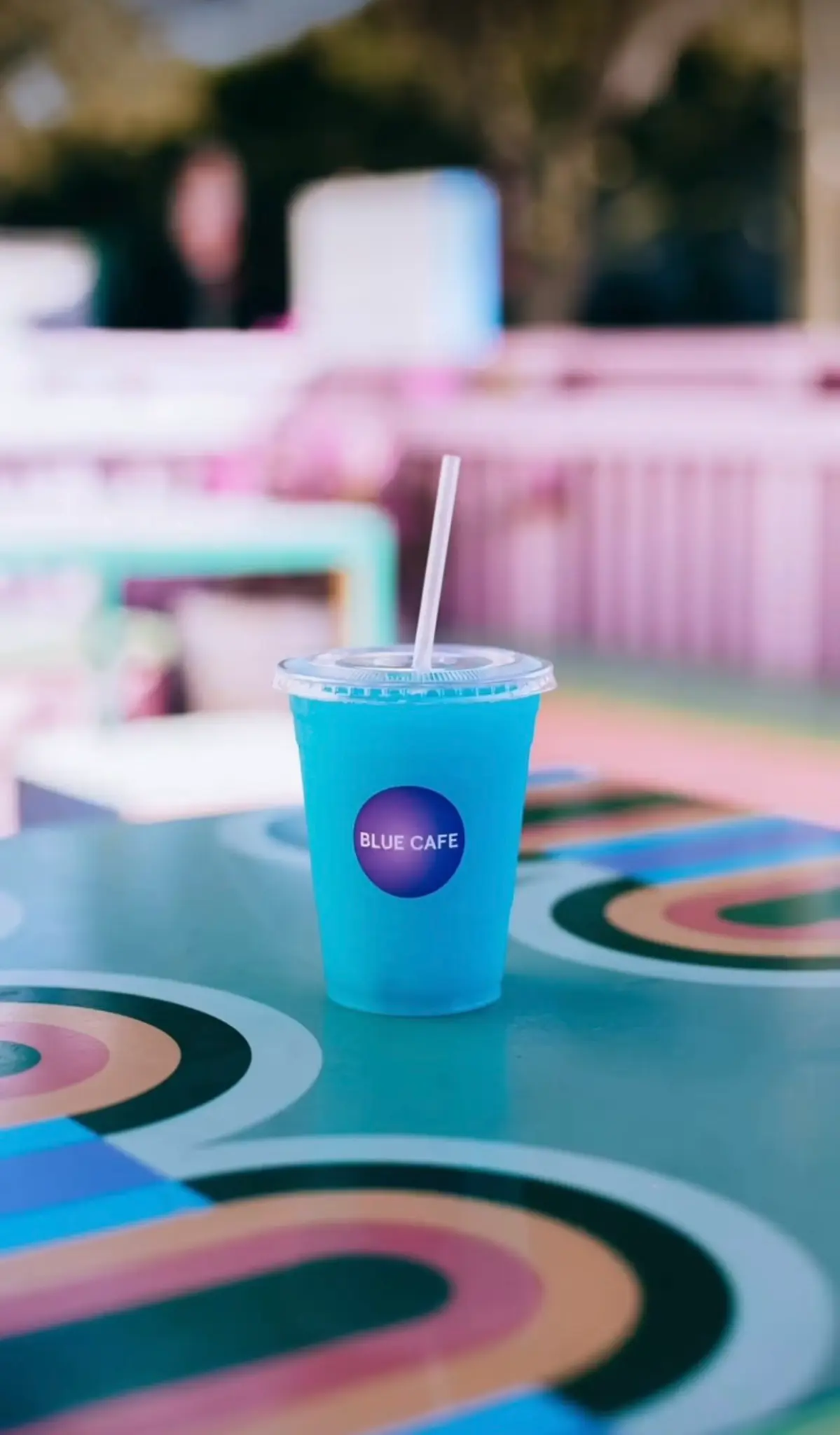 Blue Lemonade on Colorful Table